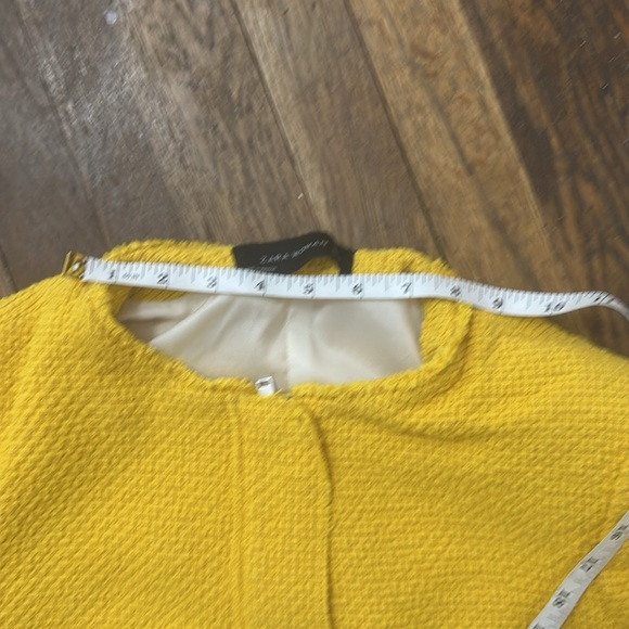ZARA Academia Clueless Yellow Tweed Cotton Linen Zip Up Cropped Blazer large (M) - Picture 12 of 12